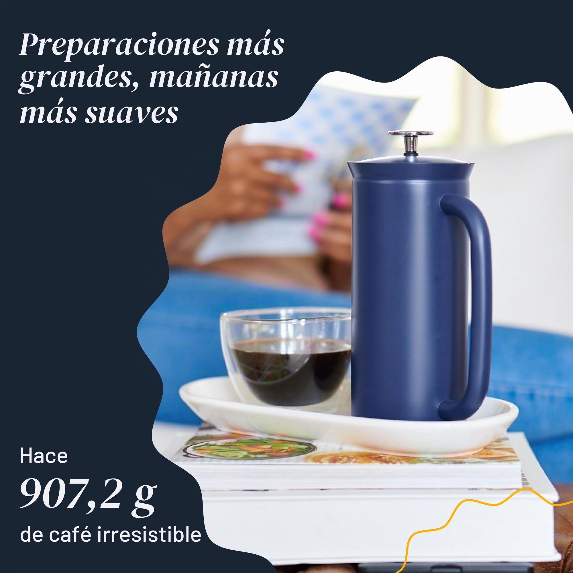 ESPRO P7 Cafetera de Embolo Acero Inoxidable, 530 ml, Azul | Acero inoxidable azul, aislamiento al vacio, doble microfiltro patentado, cafe sin posos