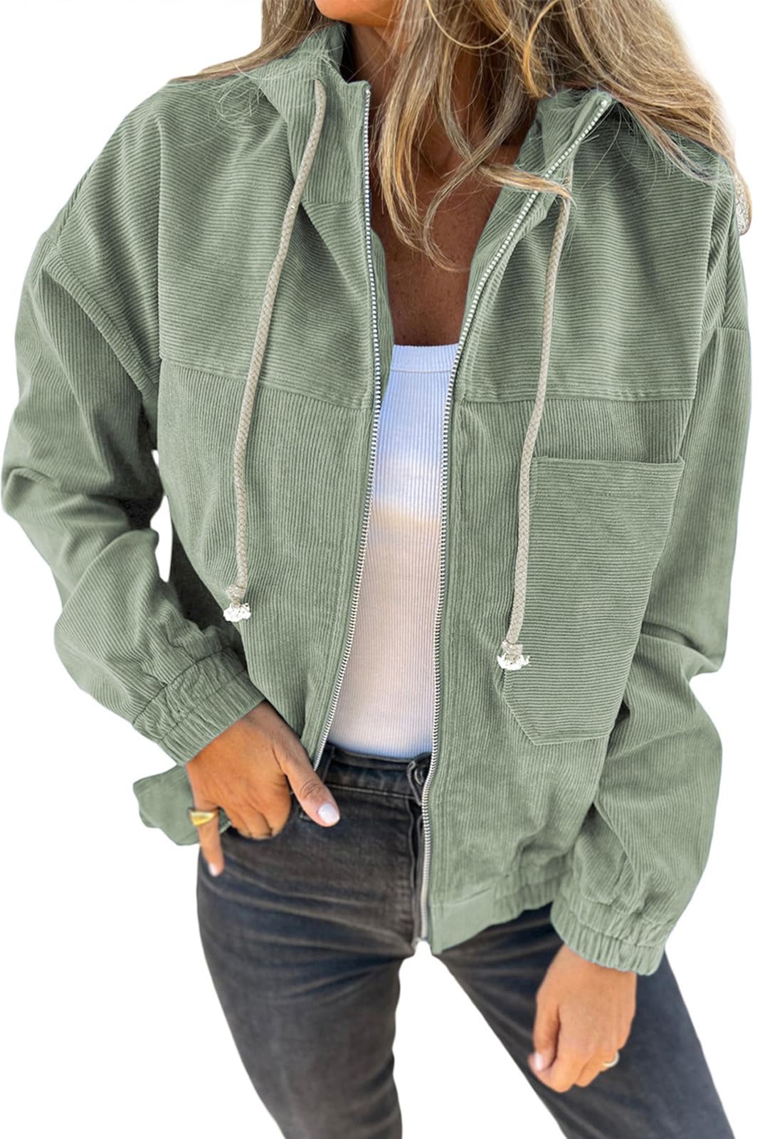 YUTILA Cord Jack Damen frühling Herbst Übergangsjacke