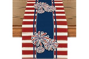 Artoid Mode Watercolor Stripes Firework Table Runner for Patriotic Holidays and Home Decor