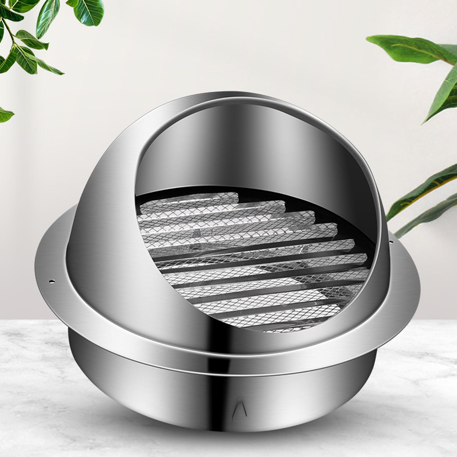 OYSKGNCMW 304 Stainless Steel Round Air Vent Cowl Cap,Ducting Ventilation Cap,Flue Protector Cap,Range Hood Exhaust Pipe Chimney Rain Cap,Grille with Louvres,for Bathroom,Kitchen (160mm/6.3in)