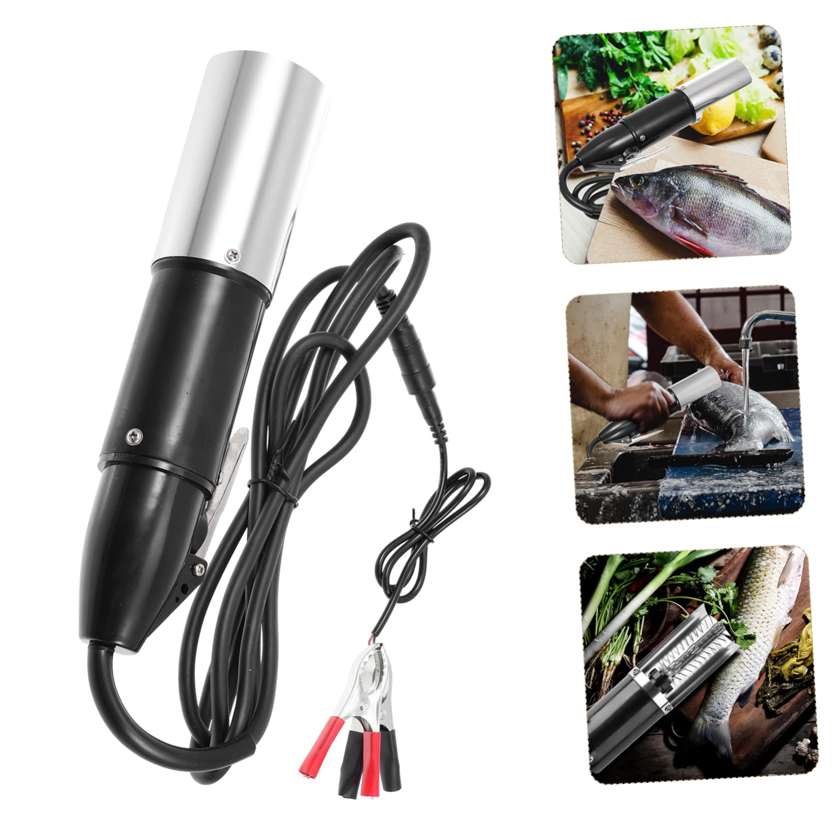 Zerodeko Máquina Raspadora de Escamas de Pescado Eléctrica para Uso Doméstico y Comercial, Acero Resistente, Fácil de Limpiar Protección para Manos, Compatible Corriente y 220v