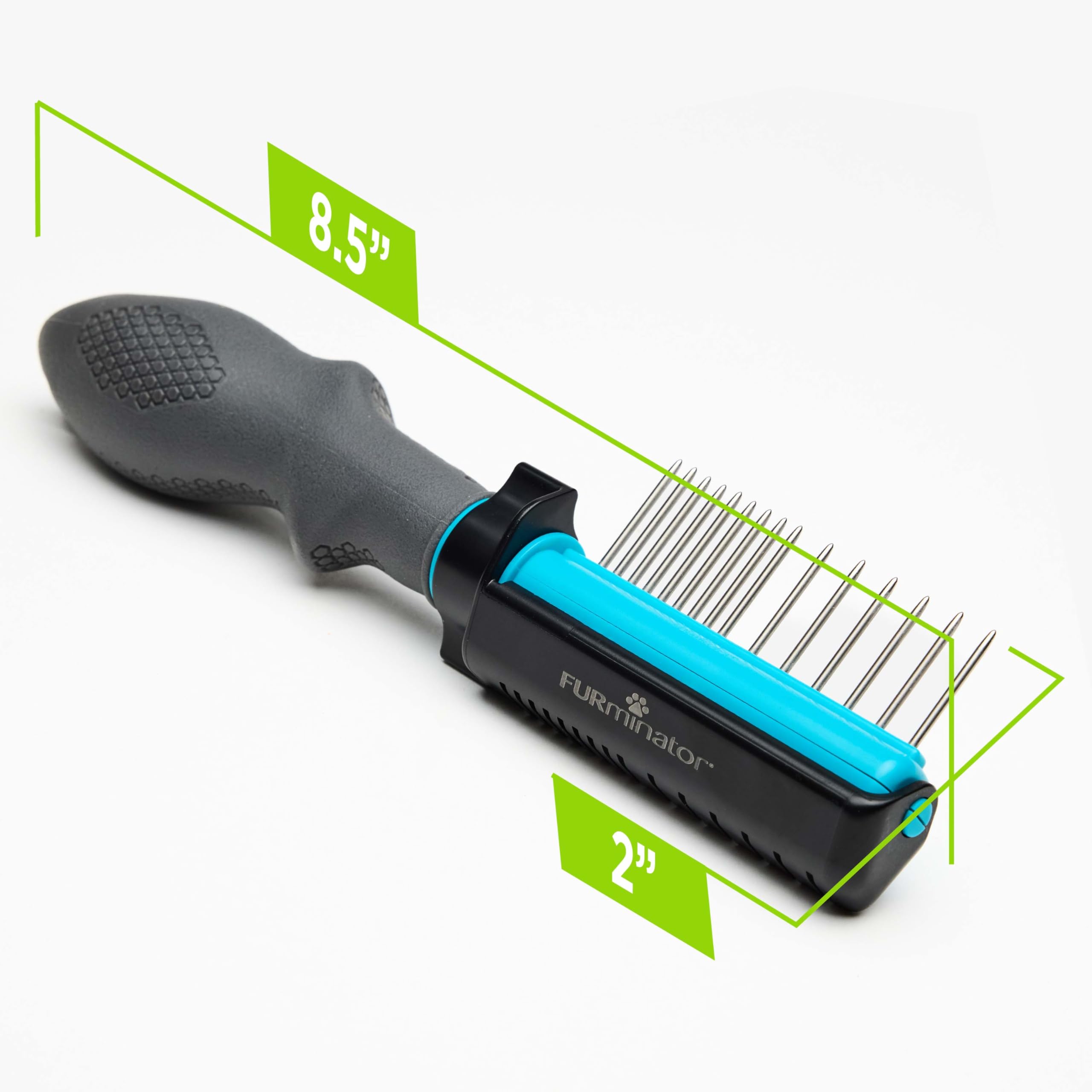 FURminator Outil de toilettage 2 en 1 pour chiens, 1 pièce, outil de démêlage avec peigne pour tapis, enchevêtrements et entretien sur pelages bouclés, longs, soyeux et câlins