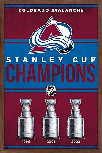 Trends International NHL - Póster de pared de Colorado Avalanche - Champions 23, 14.72 x 22.37 pulgadas, versión enmarcada de caoba