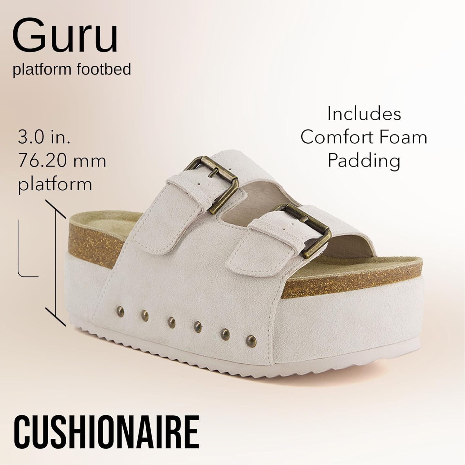 CUSHIONAIRE Guru Platform Sandals Women Footwear – Comfortable Genuine Leather Footbed Studded Chunky Slide Summer Sandals for Women 2025 - Image 6