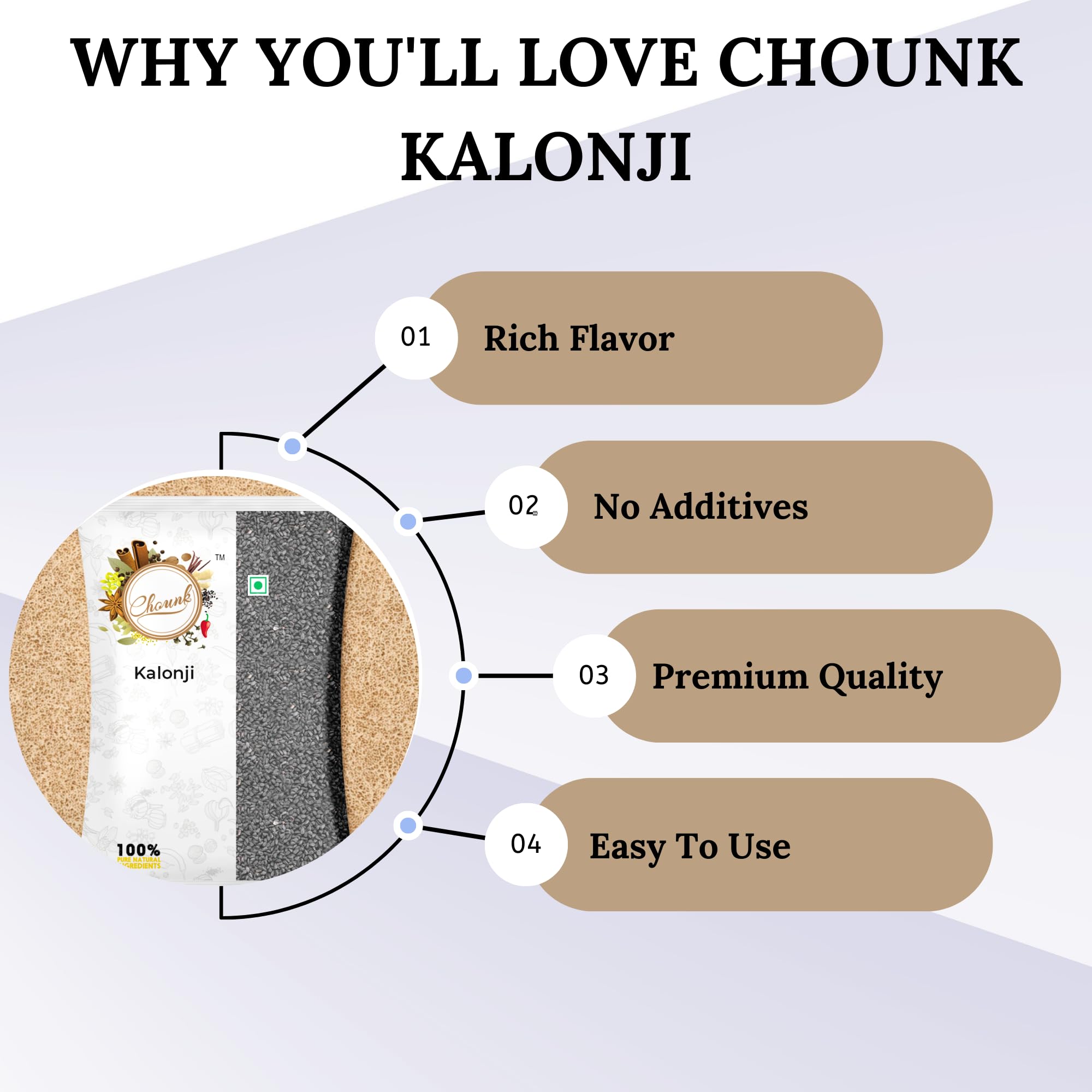 Chounk Black Cumin Seeds 200g (100g x Pack of 2) Kalonji Seeds for Hair Growth | Kalonji seeds 200g | 100% Natural | Culinary Spice | Health Benefits | Source of Antioxidants | Kala Jeera - Image 3 thumbnail