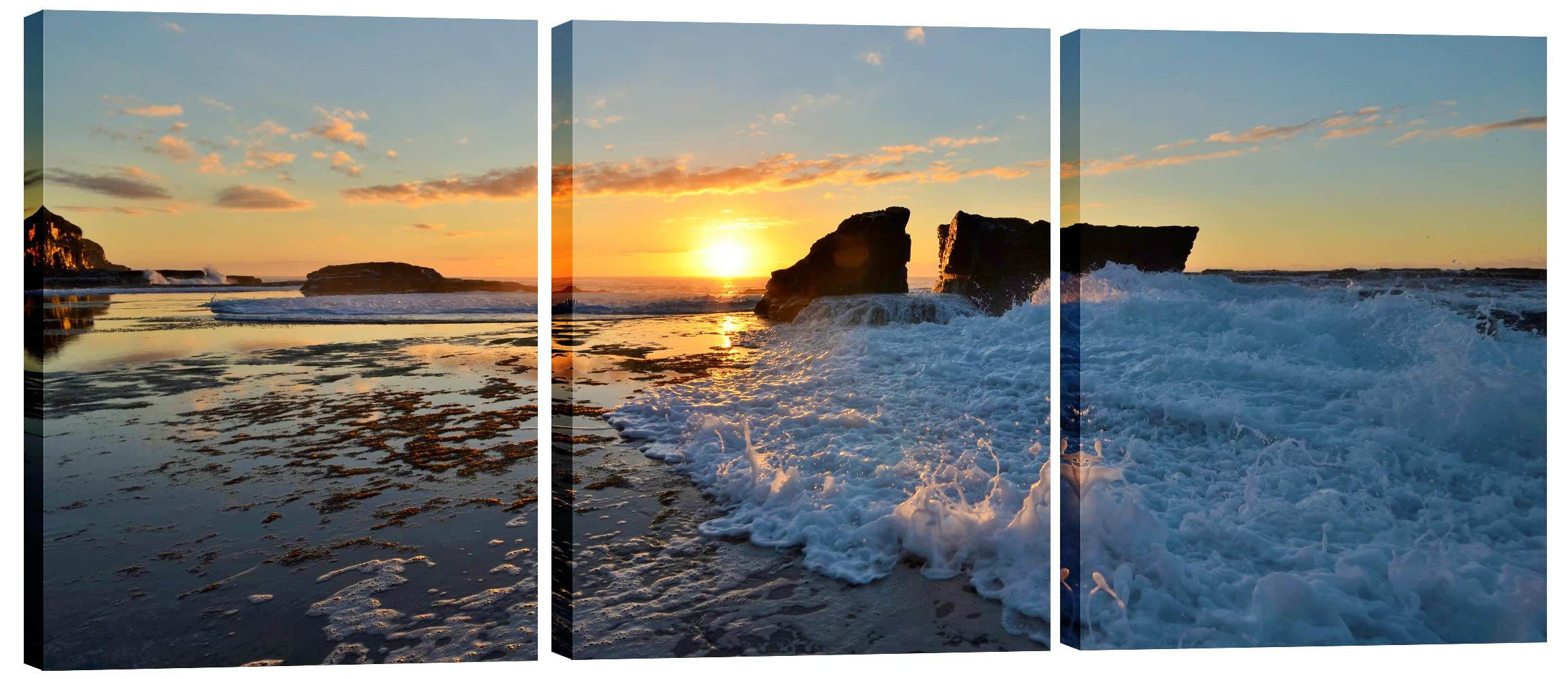 SUMIANYH Seabeach Canvas Wall Art Canvas Print Decor Picture Artwork Stretched Canvas Wooden Framed for Living Room Bedroom Bathroom Office Kitchen Wall Decoration