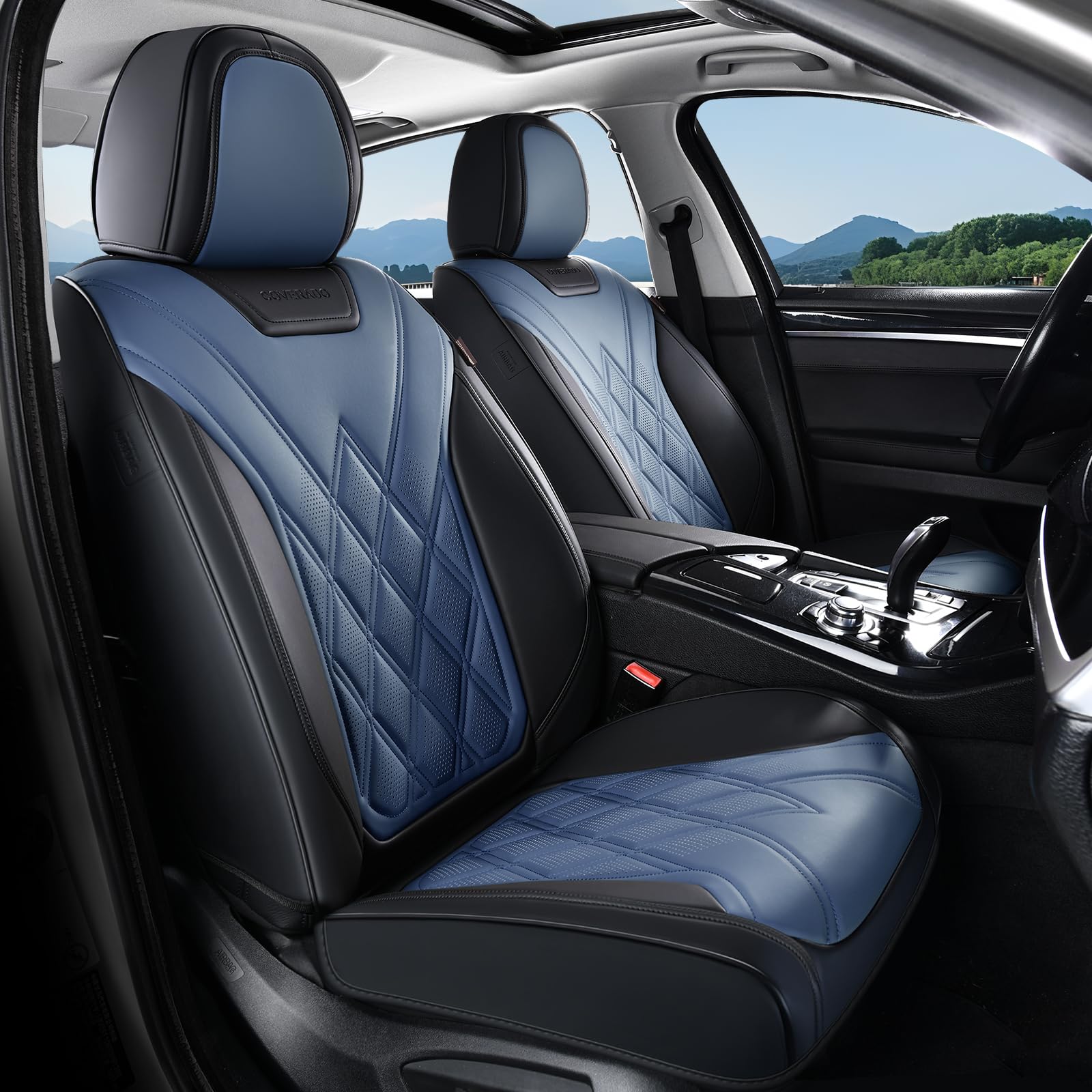 Coverado Car Seat Covers, Front Covers for Cars, Car Seat Cover Front Seats, Car Seat Protector Waterproof, Leather Car Seat Cushion, Universal Interior Covers Seat Protectors for Most Cars