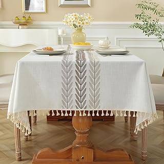 Pahajim Tablecloths Rectangular Washable Cotton Linen Tablecloth Anti-Wr...
