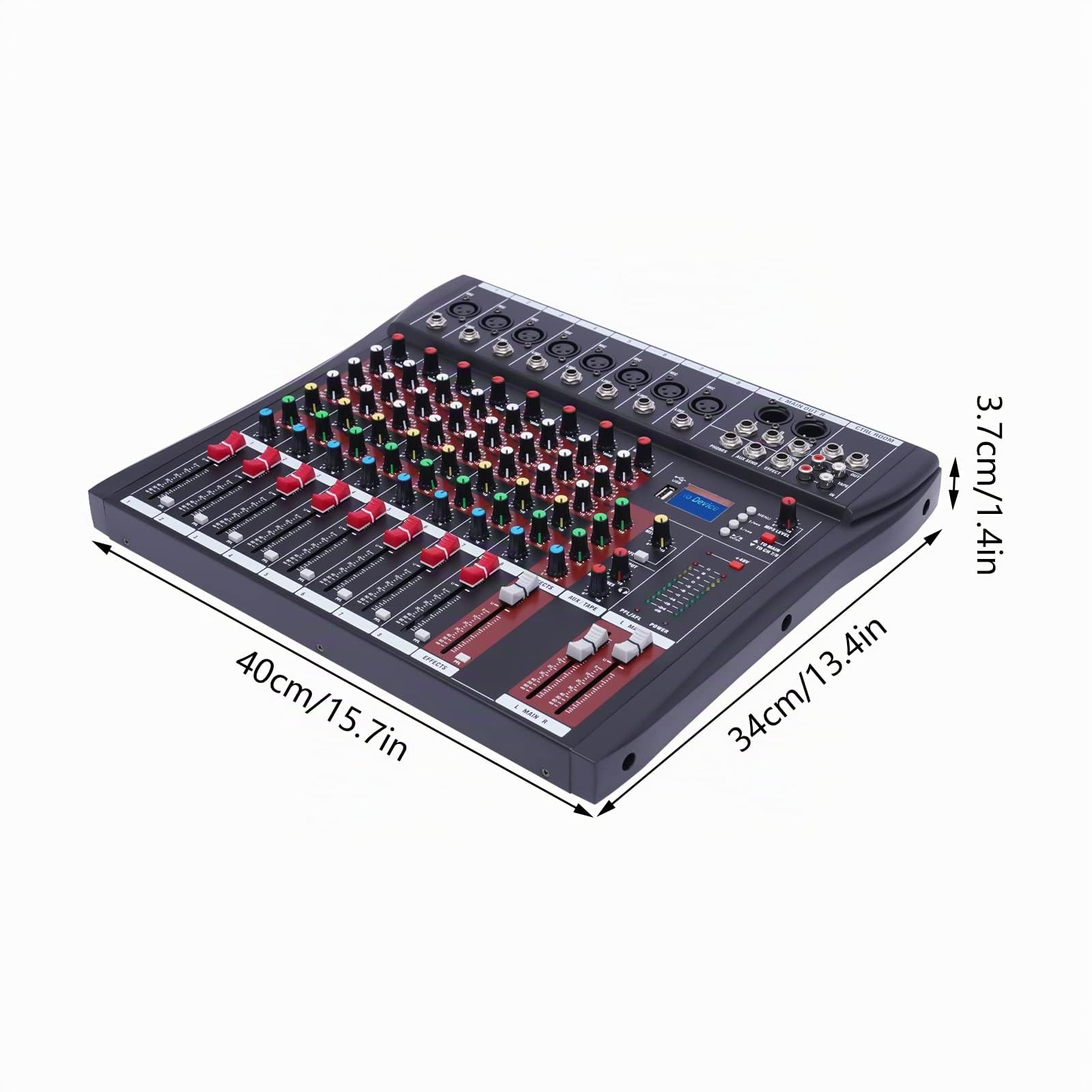Professionelles 8 Kanal Mischpult DJ Mixer mit Bluetooth USB XLR Anschlüssen Studioaufnahmen Live Performances Home Recording Kompaktes Design 48 V Phantomspeisung Effektregler