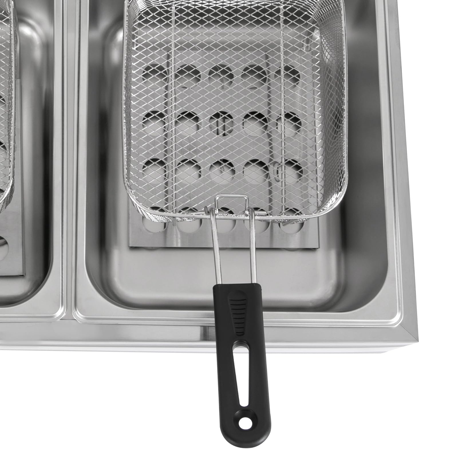 Freidora eléctrica, 5000 vatios, acero inoxidable, doble piso, 12 litros, freidora con cesta extraíble para cocina, restaurantes y restaurantes