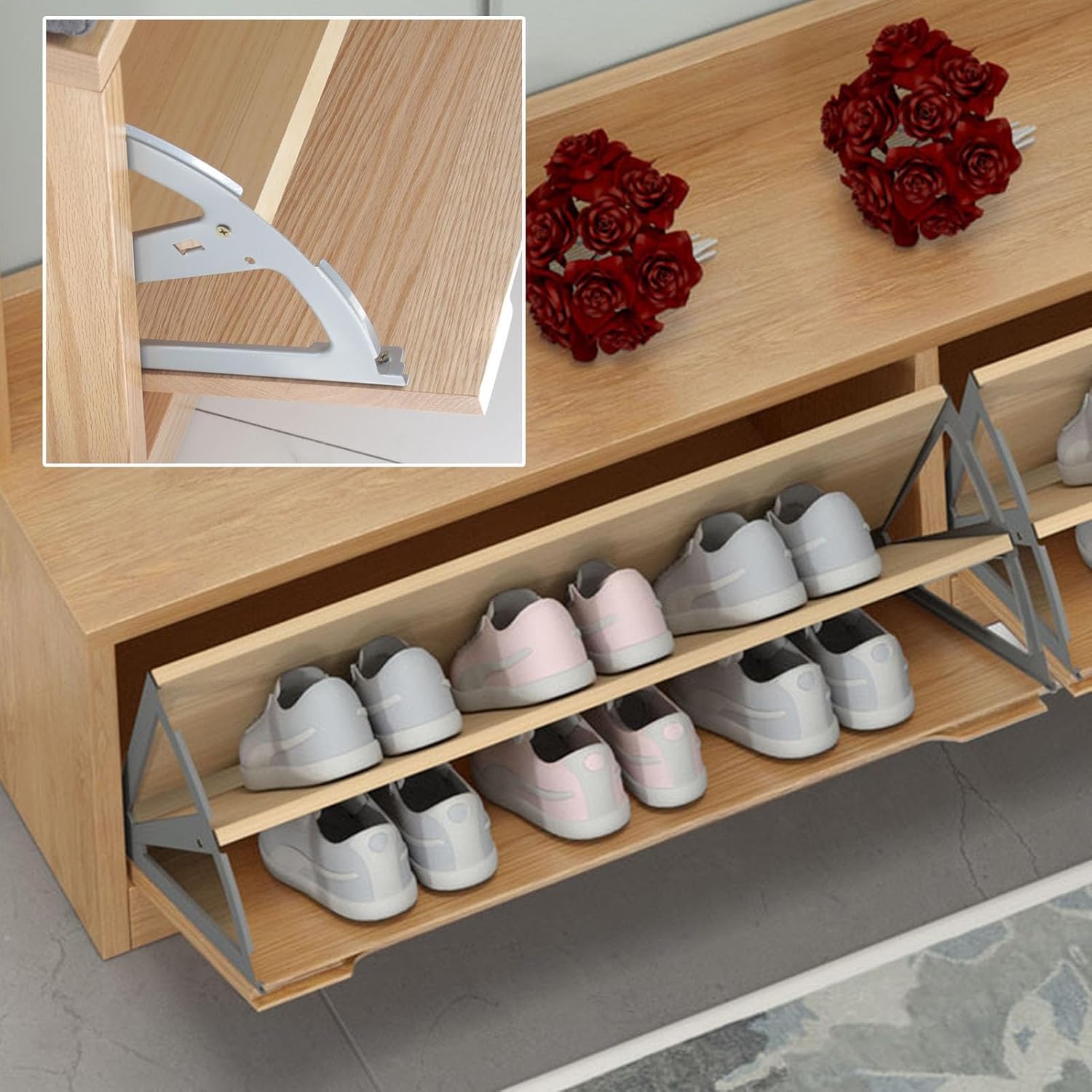 3-in-1 Wooden Clothing Rack with Coat Hooks - Versatile Hanging Organizer for Entryway & Living Room, Space-Saving Design (Brown, 60cm/23.6in)