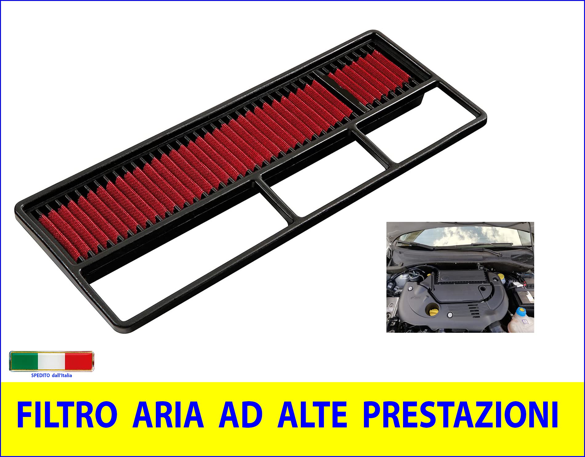 Filtro Aria Sportivo ad alte Prestazioni per Grande Punto 1.3 16V Multijet (Potenza 75/69/84/90) 91460