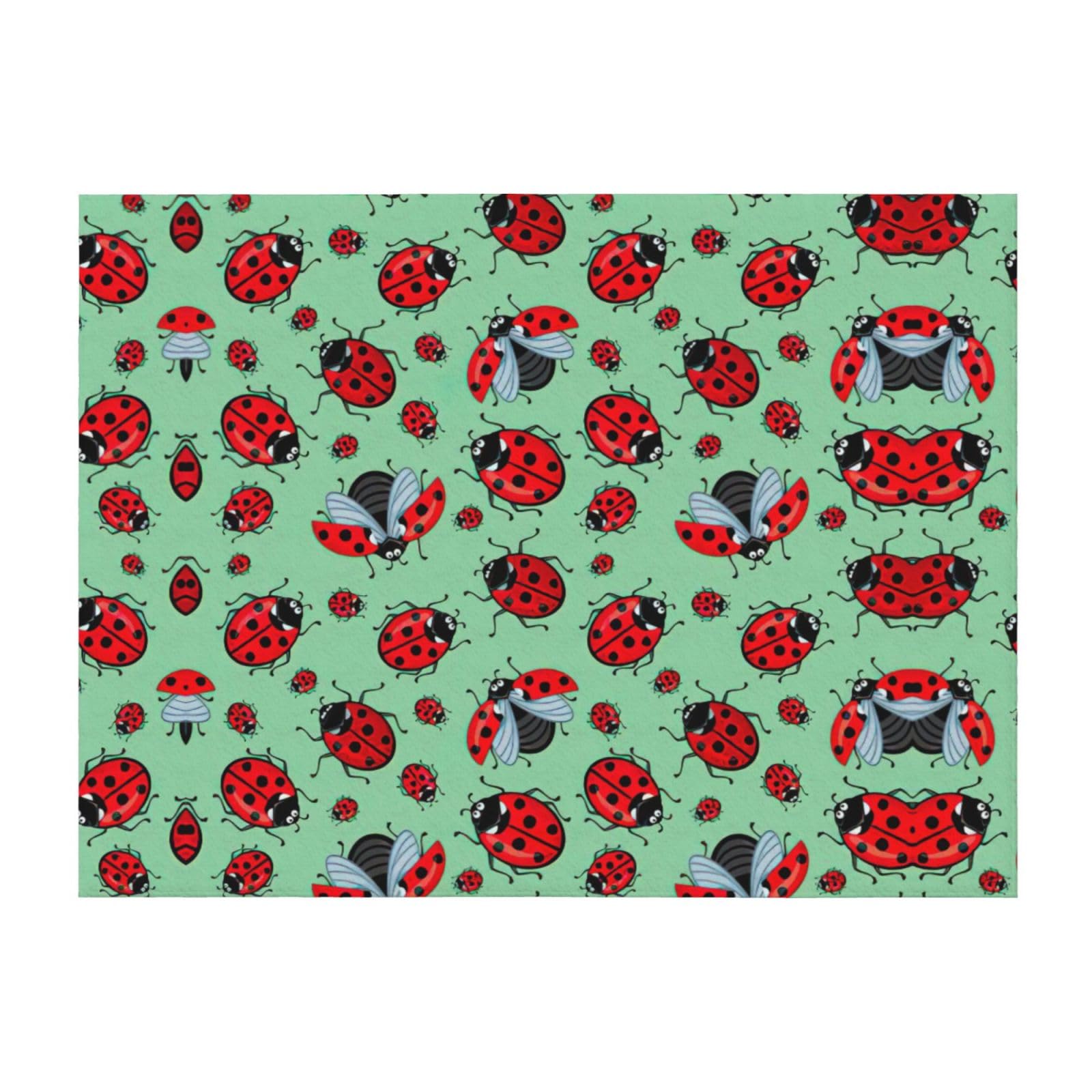 Couverture de lit EdWal en microfibre légère avec motif coccinelles