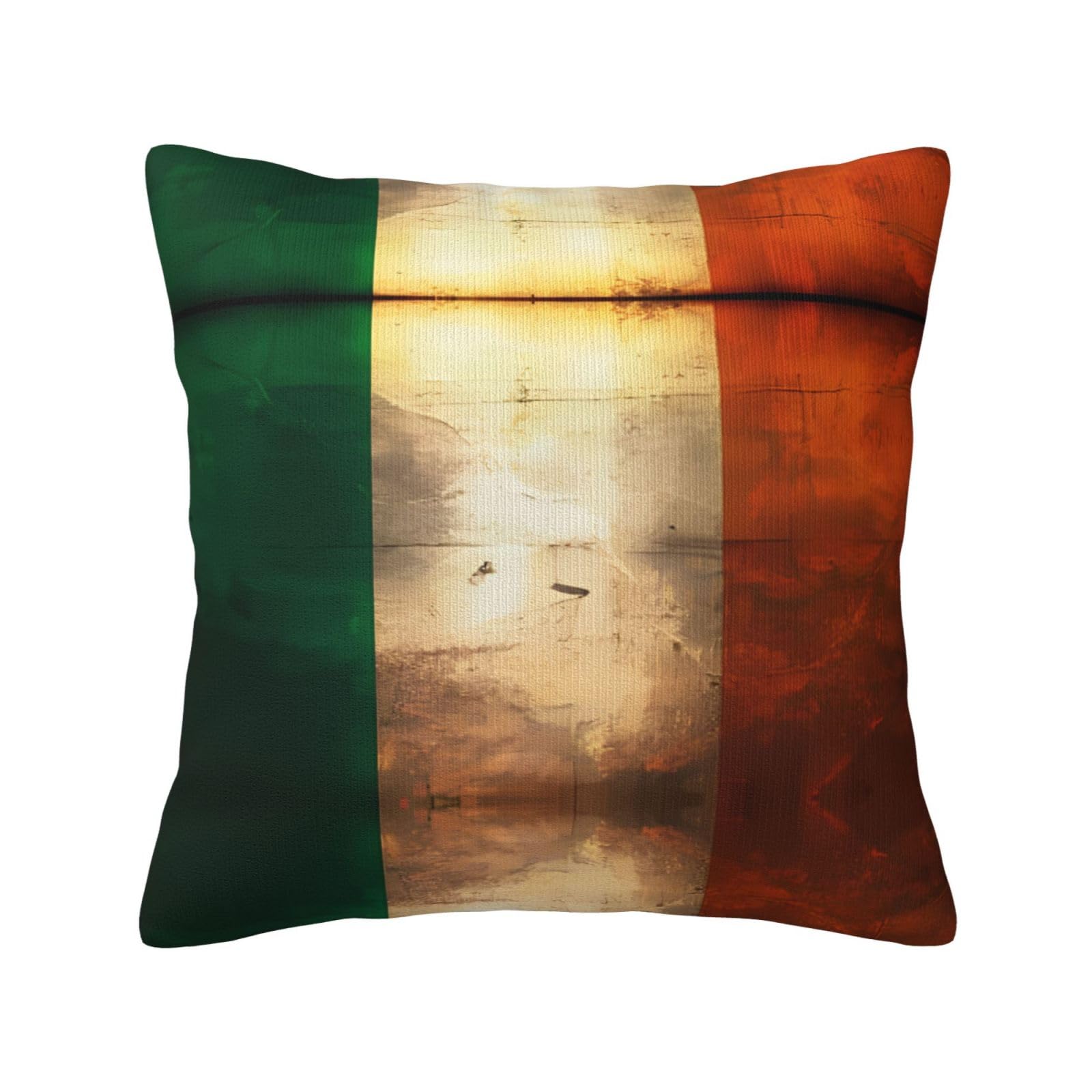 Retro Irish flag Print Decorative Throw Pillow Covers for Sofa, Outdoor and World Cup Celebrations