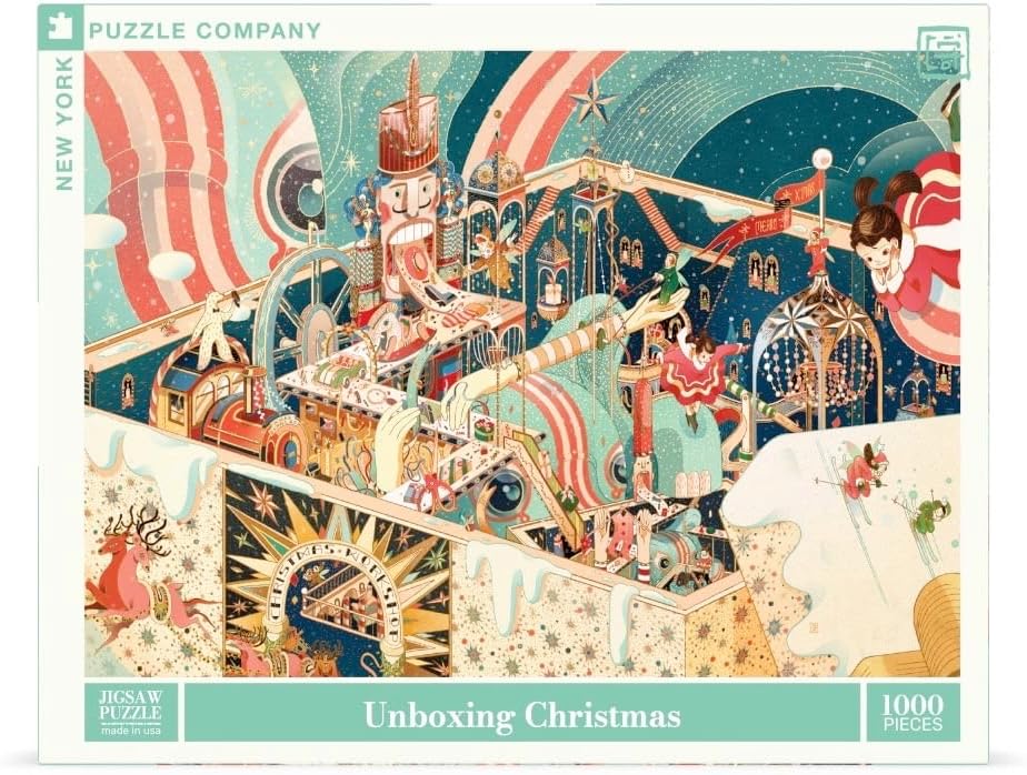 New York Puzzle Company - Victo Ngai Unboxing Christmas - 1000 Piece Jigsaw Puzzle for Adults by Victo Ngai