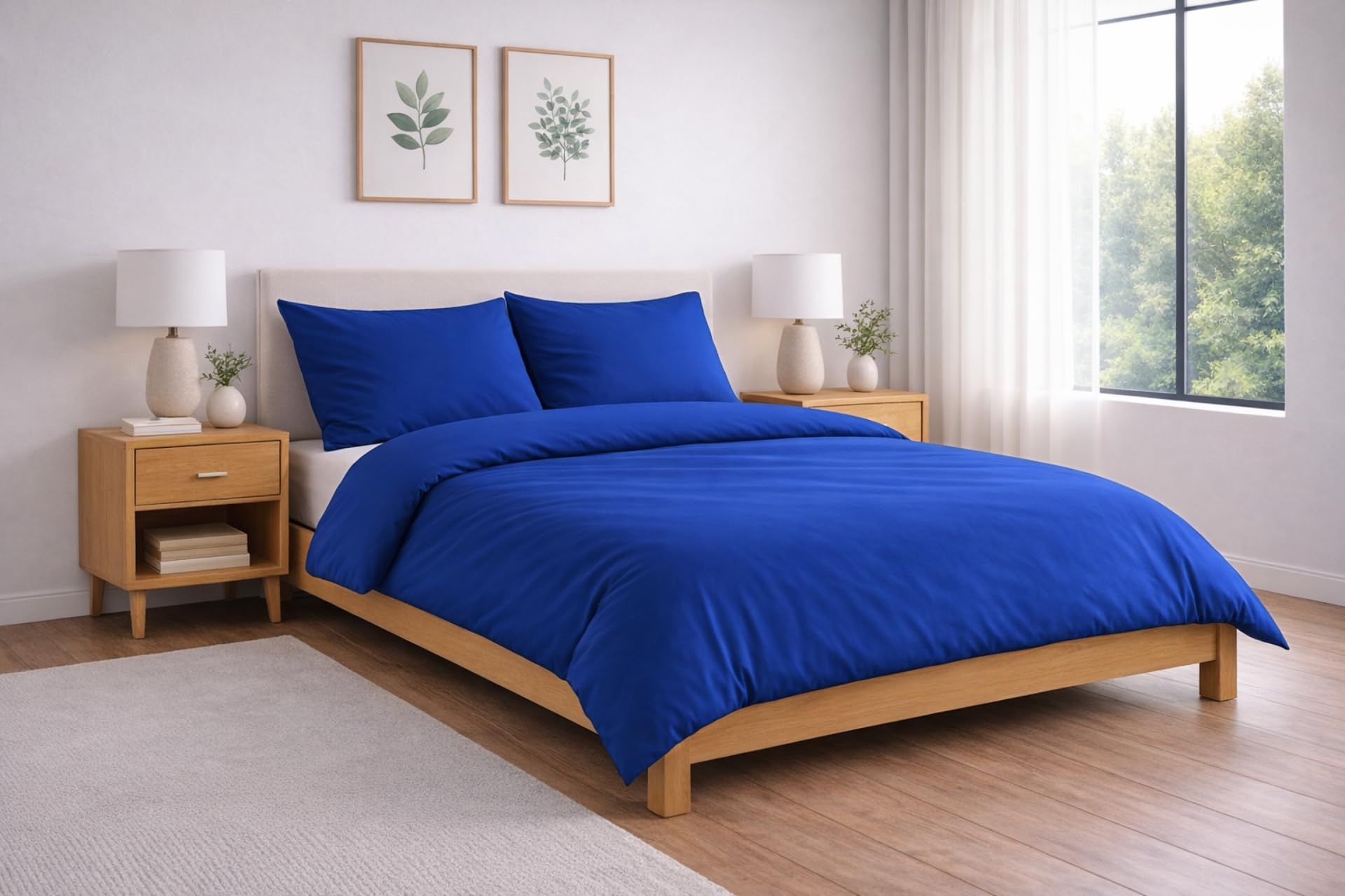 Carpe Sonno Mako Satin Bettwäsche 135 x 200 | 100% Baumwolle | Einfarbige Satin Bettwäsche 135x200 Baumwolle | Bettbezug Set Sommer bis Winter | 2 teilig mit Reißverschluss - Blau Uni