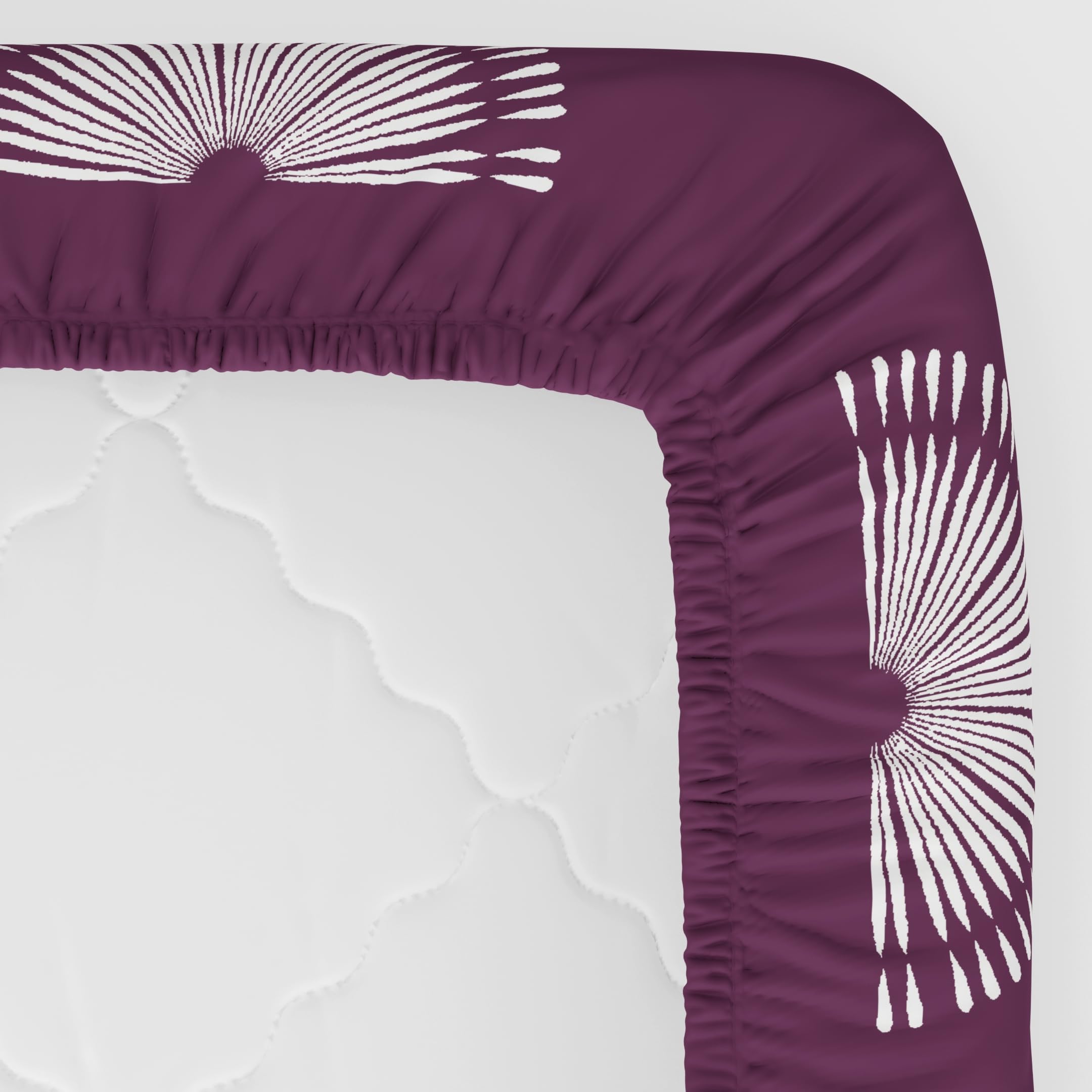 Huesland Cotton Bed Sheets - King Size, Purple & White -3