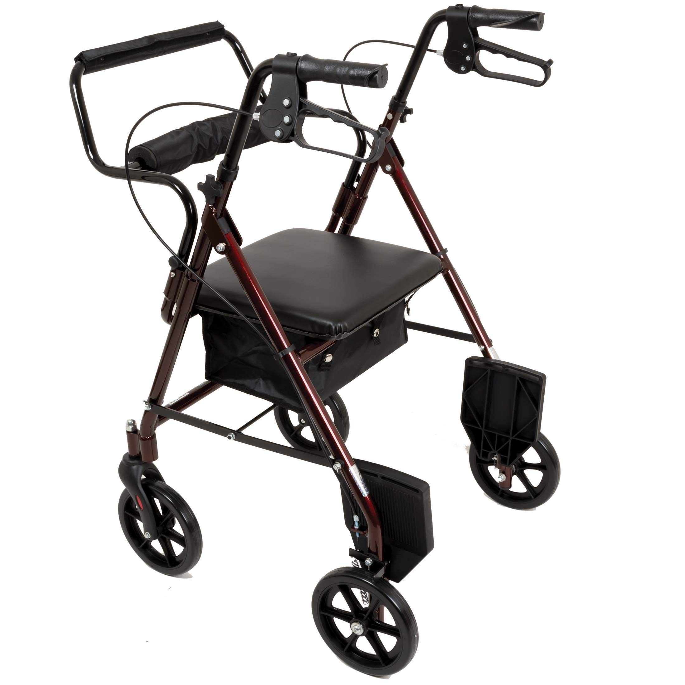 ProBasics Aluminum Rollator Walker with Seat Transport Chair Rolling
