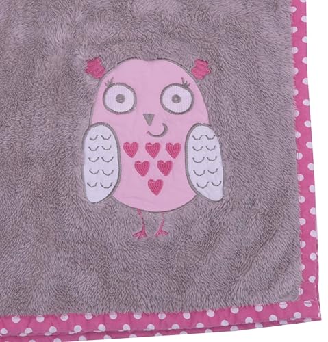 Bacati Owls - Manta de felpa gris para niñas, rosa/gris