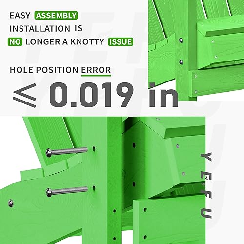 Miniatura 8 de YEFU Silla Adirondack de plástico resistente a la intemperie, sillas de patio de 5 escalones, fácil instalación, se ve exactamente como madera real,