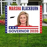 Marsha Blackburn For Tennessee Governor 2026 Yard Sign, Corrugated Governor Elections Race Red White & Blue Yard Sign with Metal H-Stake, VP35104, 24" x 18", Single Sided