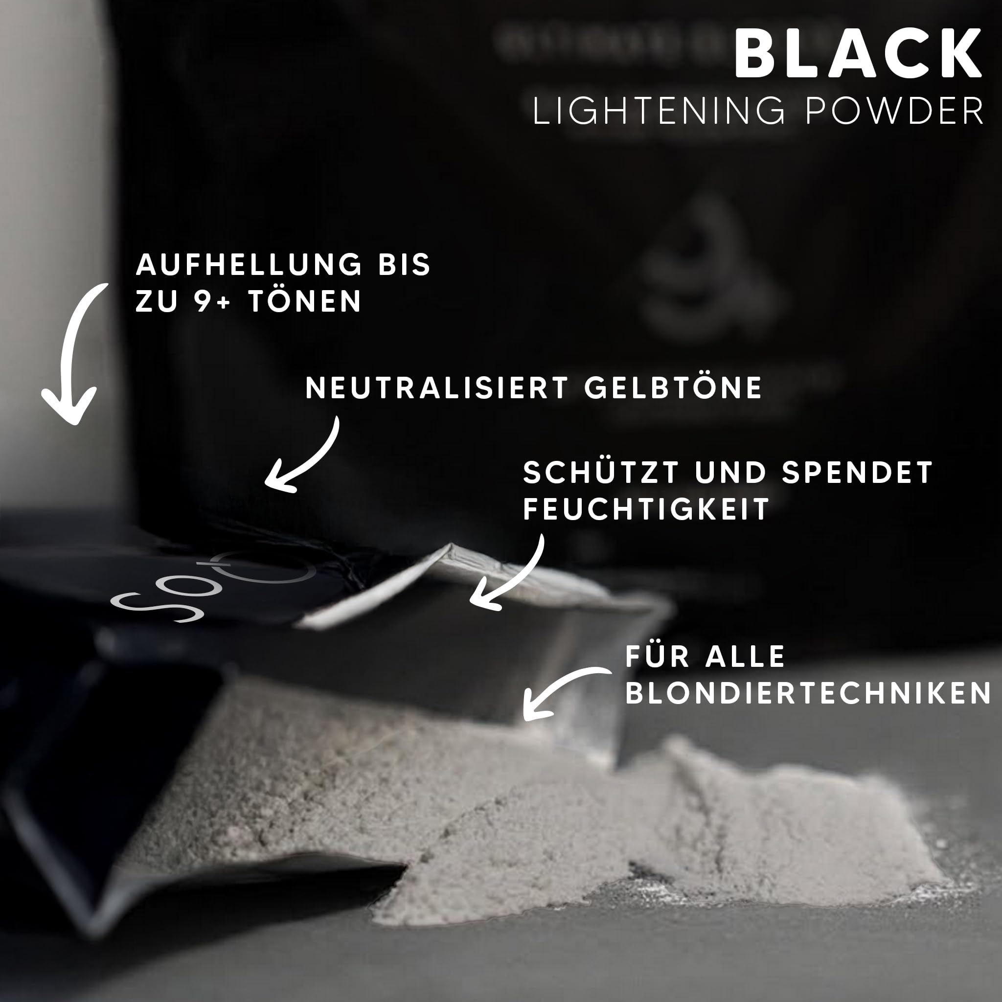 QOS Blondierset Black 9% (30 Vol), Blondierpulver 500g + Creme Entwickler 1000ml, Anti-Gelbstich, Plex/Bond-Support, Profi Haaraufhellung