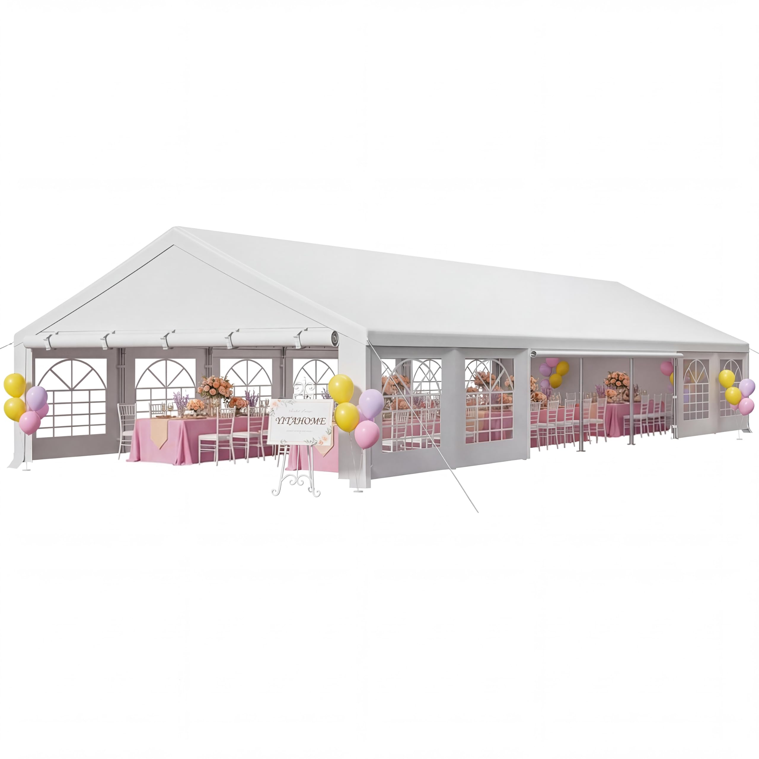 Photo 1 of YITAHOME 20x50FT Party Tent Heavy Duty Wedding Tent Event Shelters Outdoor Canopy Upgraded Steel Carport with Removable Sidewall Windows for Commercial and Parties