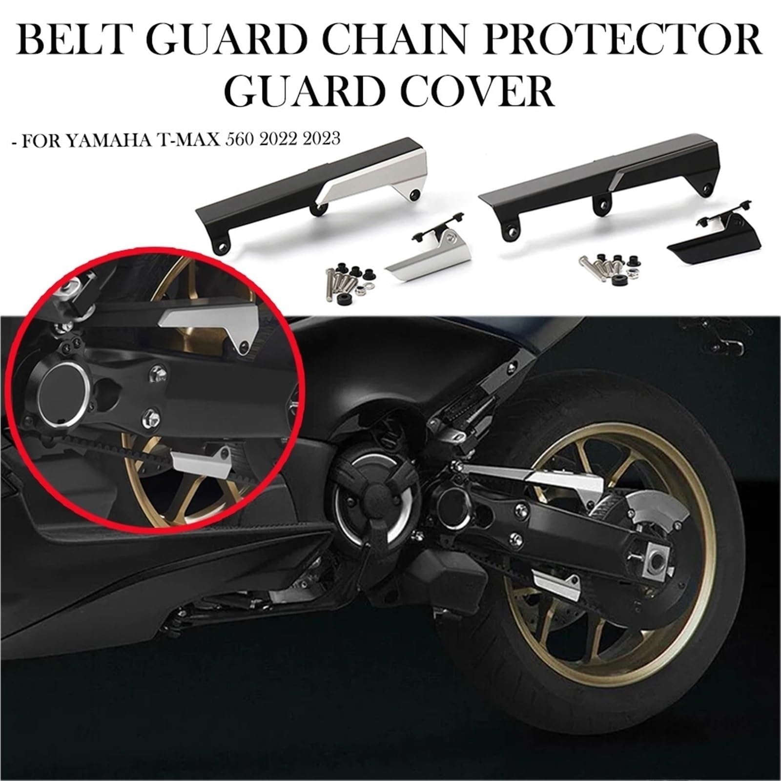 Kettenschutz Protector Für Tmax T-MAX 560 2022–2023 | Motorrad-Hinterriemenschutz-Kettenschutzabdeckung(Black)