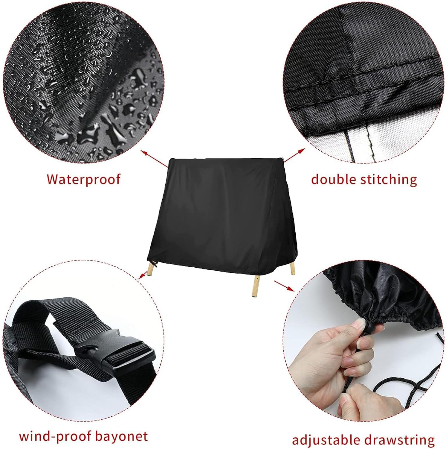 Cover for A Frame Porch Swing,Outdoor Patio Swing Cover a Frame,Patio Swing Furniture Covers,Courtyard Waterproof UV Resistant Weather Protector(Black,72''LX67''WX55''H)