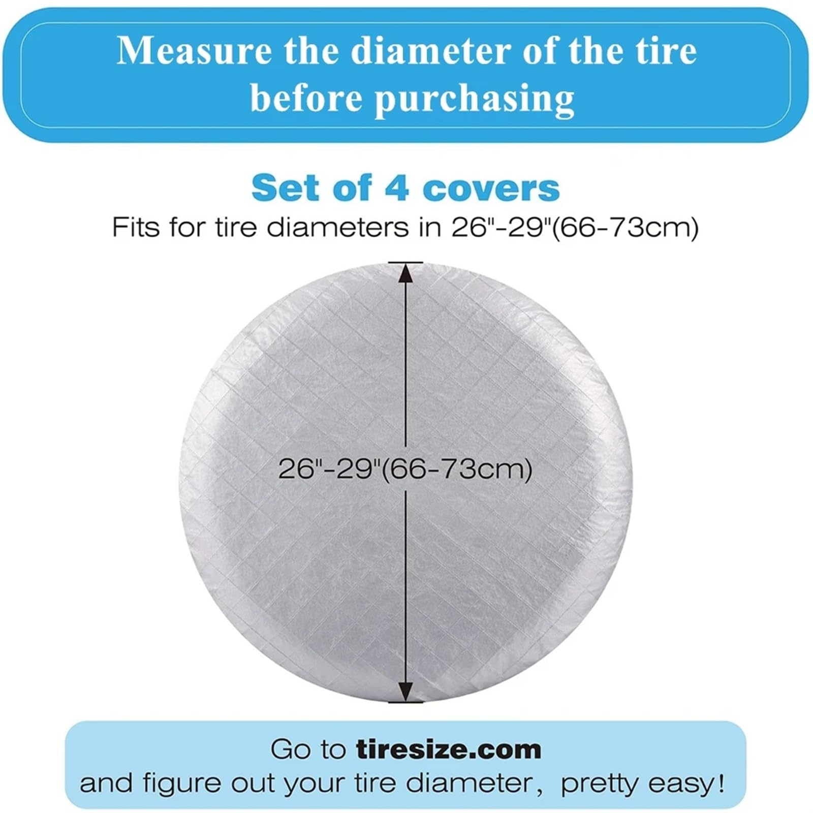 Reifentaschen Silberne Reifenabdeckungen for Räder, Oxford, wasserdicht, UV-Sonnenschutz for universelle Van-SUV-Fahrzeuge, Durchmesser 19"-42" (Color : 4 Pack 23-26)