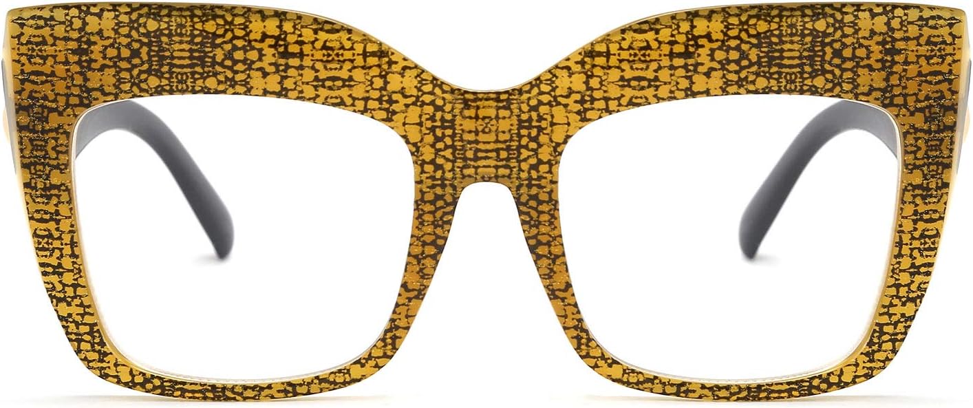 FEISEDY Women's Square Oversized Blue Light Filtering Reading Glasses B2627