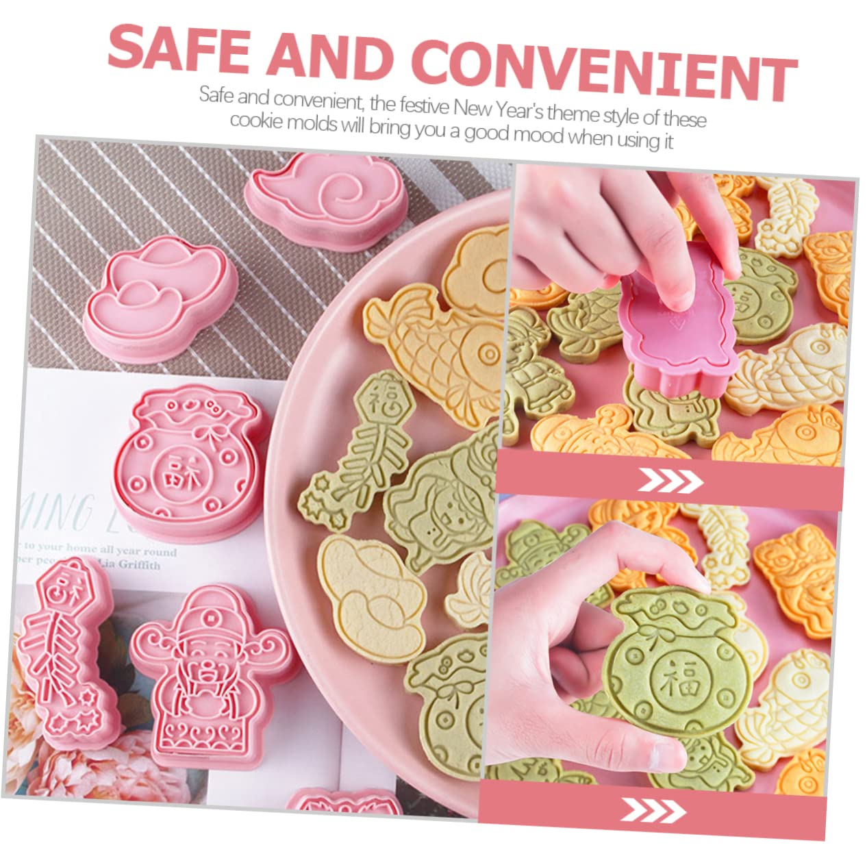 Cabilock 5 Juegos Molde De Galletas Cacerola Galletas De Chocolate Cortadores De Galletas Moldes De Fondant Horneando Plantilla De Galleta Galletas De Mantequilla El Plastico Rosa 8 Uds * 5