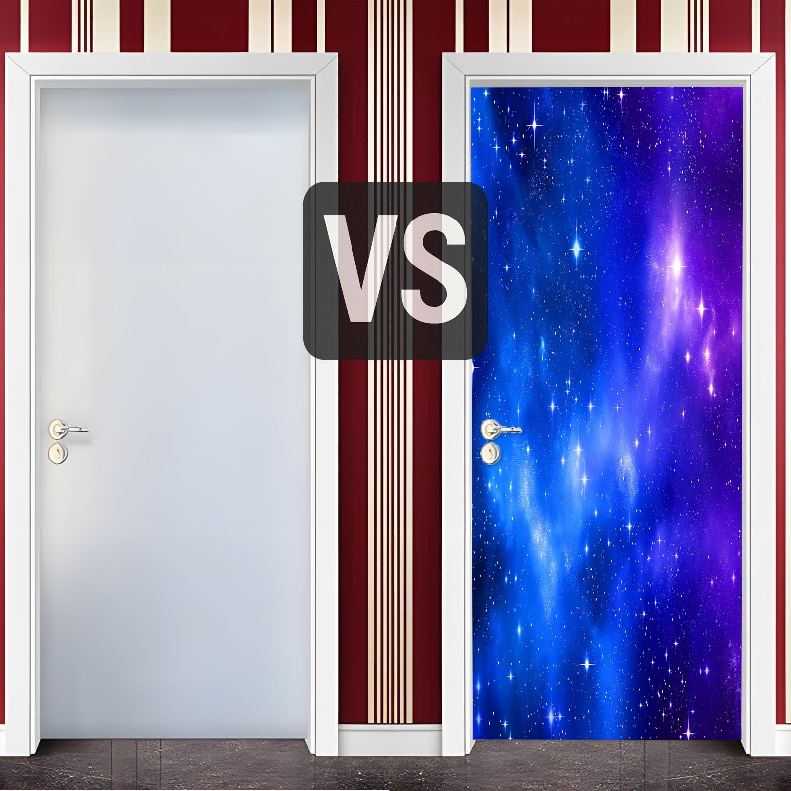 Tapeta na drzwi 3D, samoprzylepna, migoczące gwiaździste niebo, plakat na drzwi, styl fantasy, wodoodporna, zdejmowana folia na drzwi, fototapeta, obraz ścienny do salonu, sypialni, 95 x 215 cm (szer