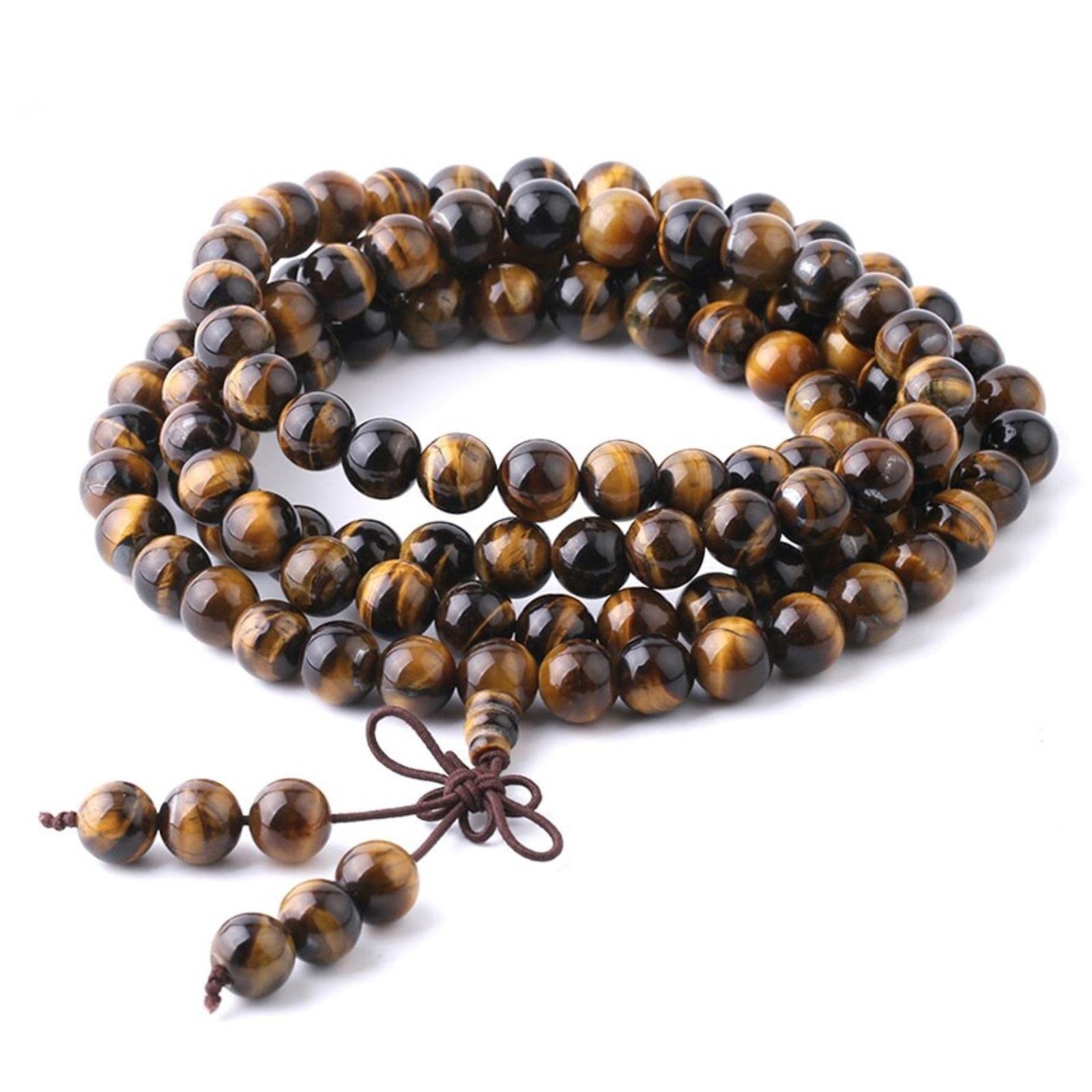 Pulsera De Ojo De Tigre Natural De 6mm, Pulseras Multicapa De Oración De Rosario Mala, Joyería De Reiki para Meditación Curativa para Hombres Y Mujeres