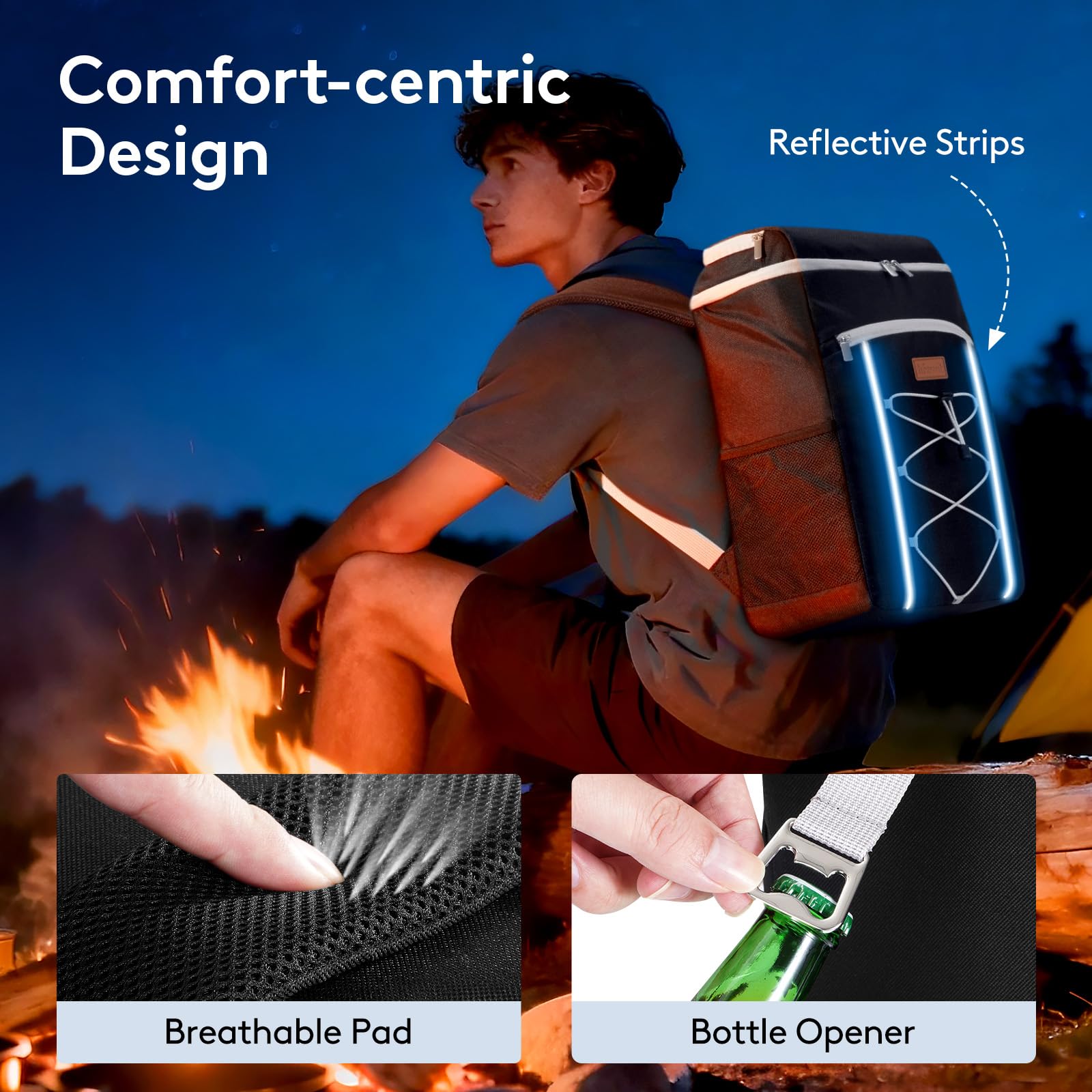 Lifewit Mochila Nevera 23L, Bolsa Termica Portatil, Impermeables Mochilas Termica Porta Alimentos pour Playa, Picnic, Camping, Viaje, Trabajo, Senderismo, Negro