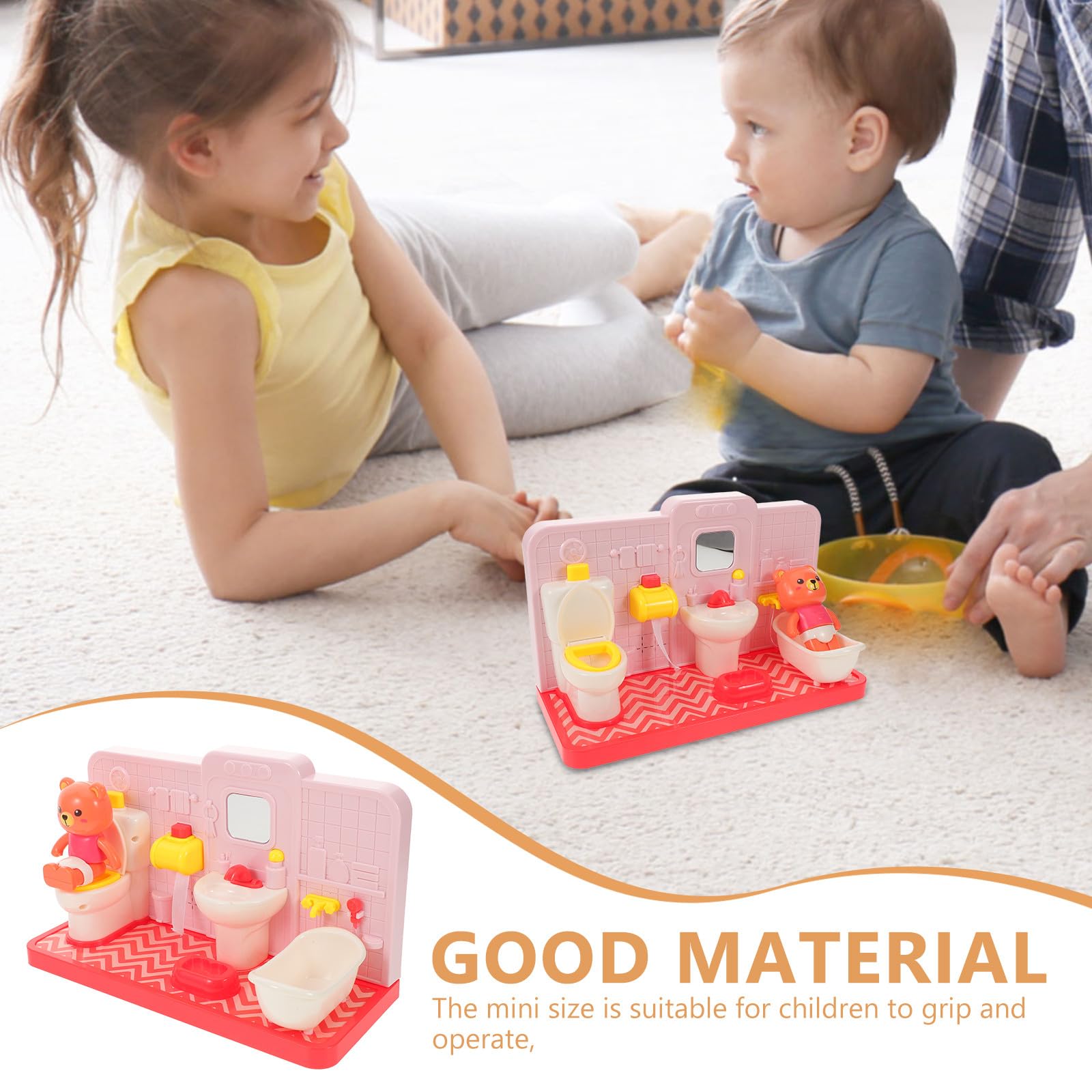 Gatuida Mini Juguete de baño para Aprender a IR al baño: Juego de con un Adorable Oso de Peluche para niños - Juego de rol de simulación - Accesorios de para casa de muñecas para Aprendizaje
