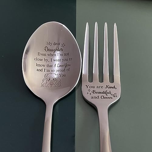 Miniatura 26 de Brother - Juego de tenedor y cuchara para sopa, regalo de cumpleaños inspirador, cucharas para café, cena, helado, postre, tenedores para tartas