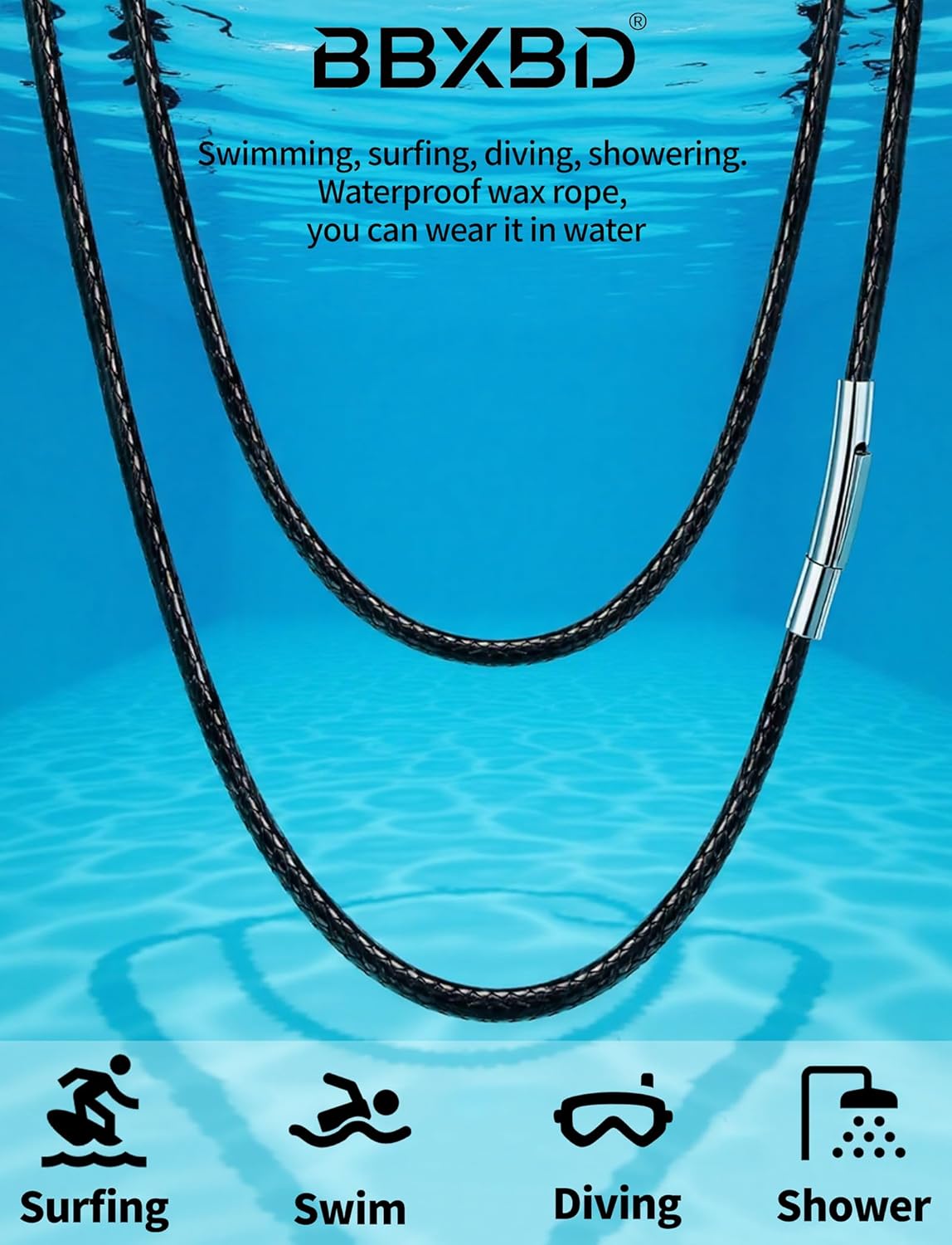 mens Cross Braided Leather Cord Necklace for Men Black Rope Necklaces with Stainless Steel Snap Clasp, Waterproof Woven Wax Rope Chain for Pendant 2MM/3MM with No Tarnish Jewelry Send Gift Box Valentine's Day - Image 5