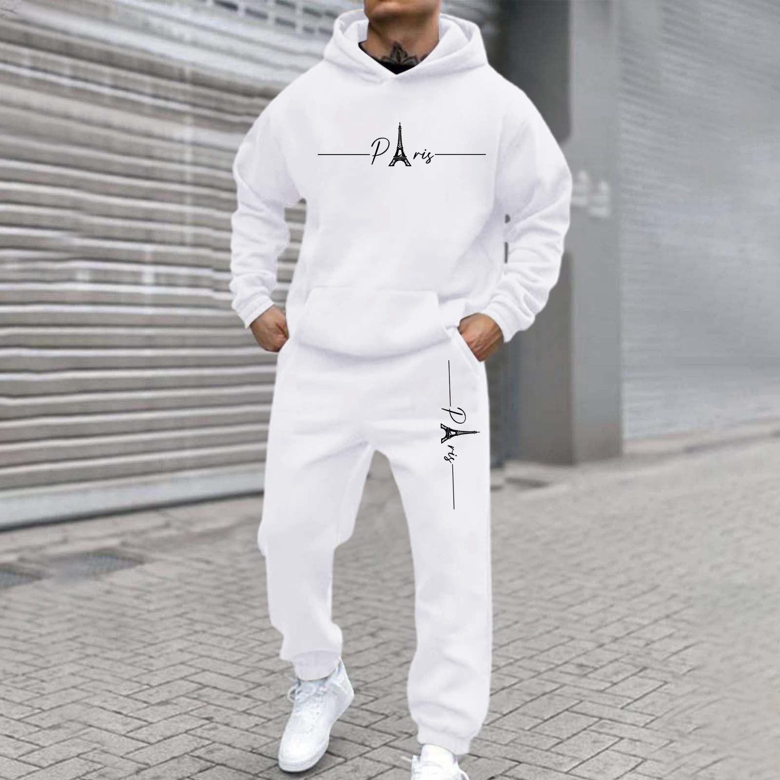 Générique Męski 2-częściowy zestaw bawełniany strój sportowy t-shirt szorty lato na co dzień wygodne miękkie oddychające lekkie casualowa moda fitness jogging wypoczynek wakacje A90, biały, XXL