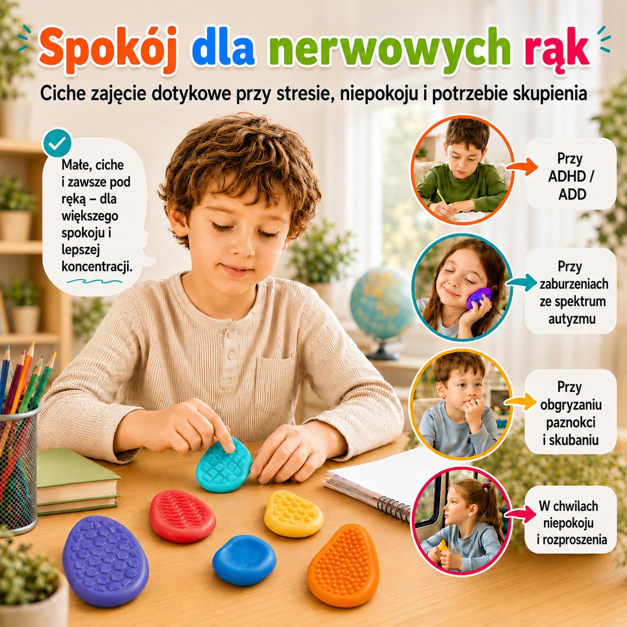 Silikonowe zabawki sensoryczne Fidget Toys 6 sztuk, antystresowe, redukujące stres, prezent dla dzieci i dorosłych, ADHD i autyzm