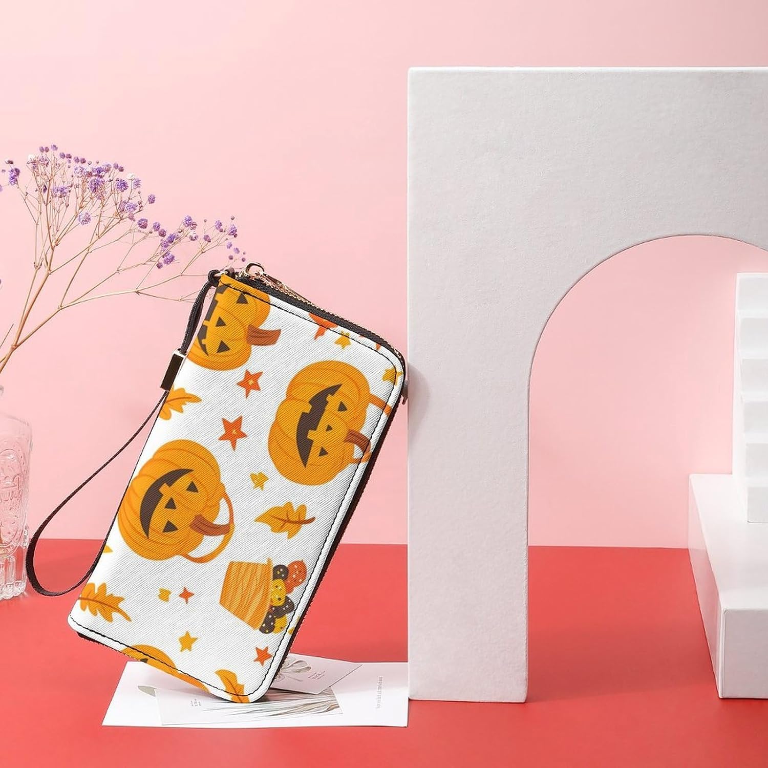 Cartoon Pumpkin Candy Halloween Long Wallet Purses for Women Men Coin Pouch Credit Card Holder Handbag