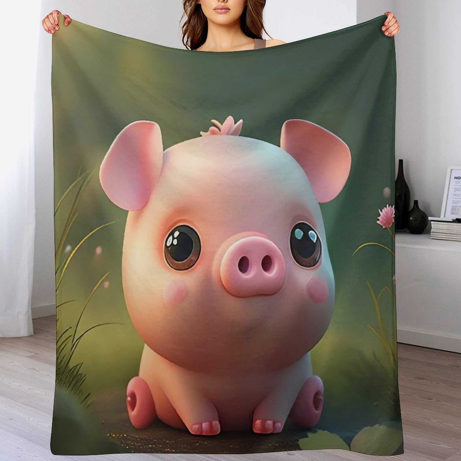 Couverture polaire cochon mignon plaid douillet pour des soirées canapé cocooning 140x180