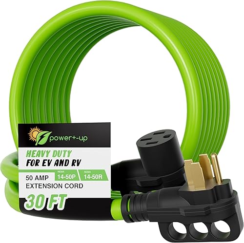 EV RV de 50 amperios, resistente, 250 voltios, 4 puntas, agarre de potencia, para exteriores, NEMA 14-50P a 14-50R, calibre 63 + 81 STW AWG,