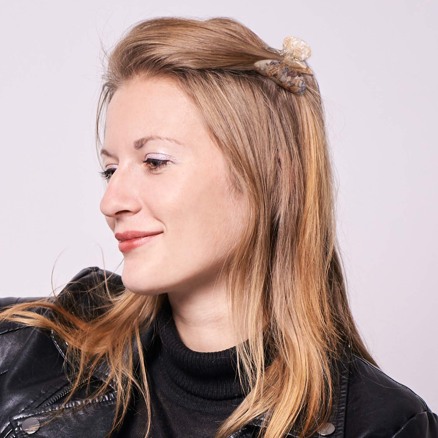 6 Pieces Tortoise Shell Hair Claw Clip for Women 2 Inch Medium Tortoise Hair Clip French Resin Clamp for Woman, Assorted Design - Image 7