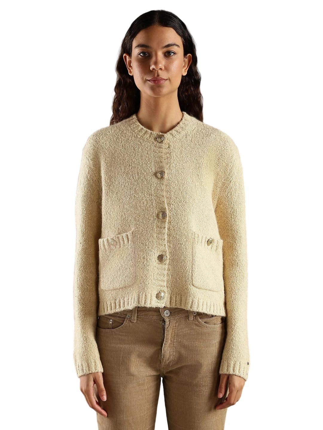 Regular fit Cotton Round Neck Cardigan-image-49