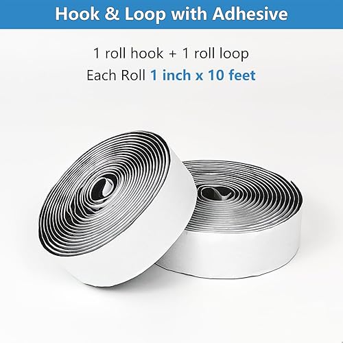 Miniatura 2 de Matenf Tiras de gancho y bucle con adhesivo, 1 pulgada x 10 pies, excelente agarre, parte trasera adhesiva fuerte, resistente, cinta de montaje,