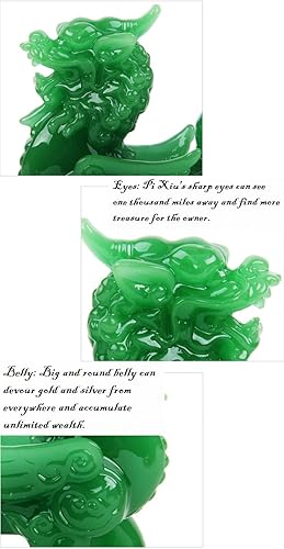 Miniatura 2 de Feng Shui Green Pi Yao/Pi Xiu - Estatua de porsperidad de riqueza + protección de prosperidad gratis juego de 5 monedas antiguas de la suerte en