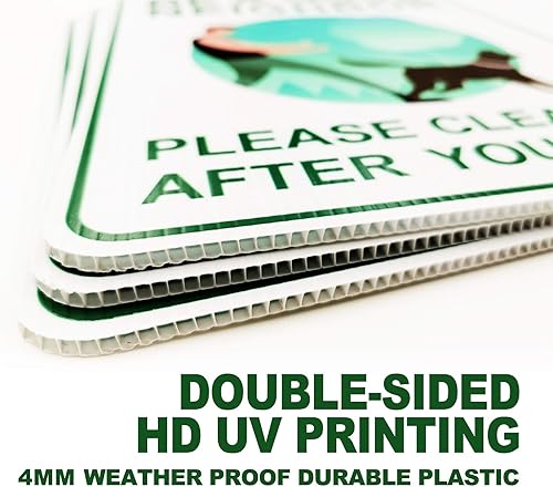 Miniatura 3 de Letreros de "Clean Up After Your Dog" (2 unidades, 9 x 12 pulgadas) con estacas en H de metal, doble cara, carteles de césped sin excremento