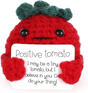 Funny Positive Tomato, 2.3in Knitted Inspirational Positive Potato Creative Cute Wool Positive Crochet Toy for Birthday Gifts Party Decoration Encouragement