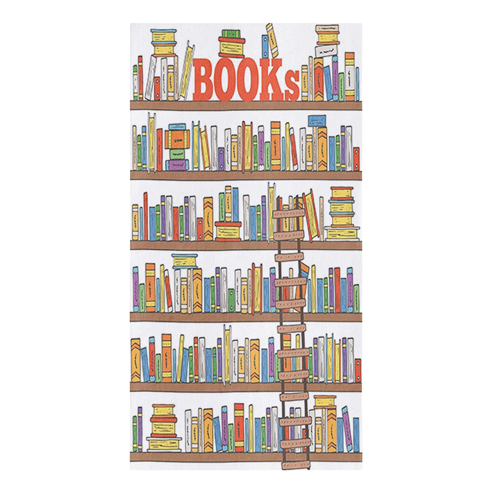 Decorfine Premium Kitchen Towels 18x28 Inch - Absorbent Dish Towels Books on The Shelf Hand Dish Cloths for Drying and Cleaning, 1 PCS